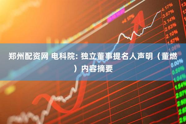 郑州配资网 电科院: 独立董事提名人声明（董燃）内容摘要